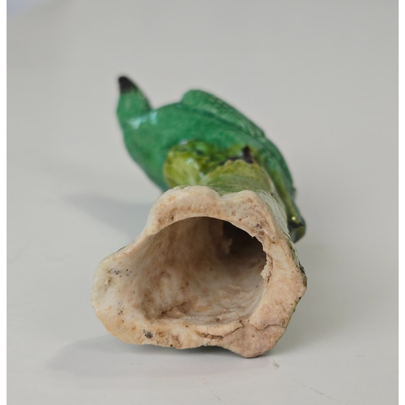 Chinese Miniature Glazed Mud Bird Parrot Green Vintage 3" - Picture 10 of 11